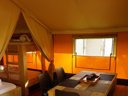 tente en toile et bois - camping La Grappe Fleurie photo 2