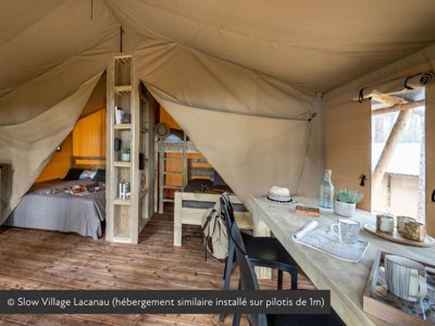 Cliquez pour découvrir toutes les photos de l'HÉBERGEMENT ! tente en toile et bois - Slow Village Saint-Cybranet photo 2